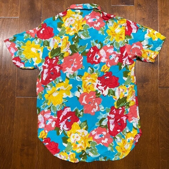 Bev Vintage Hawaiian Tropical Floral Multicolor Cotton Shirt Men's Size Medium - Picture 4 of 7